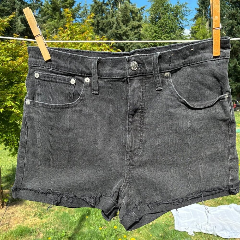 Madewell black denim shorts with stretch